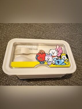 NEW! BT21 Character BTS Inspired Bento Lunch Box with Spoon and Fork